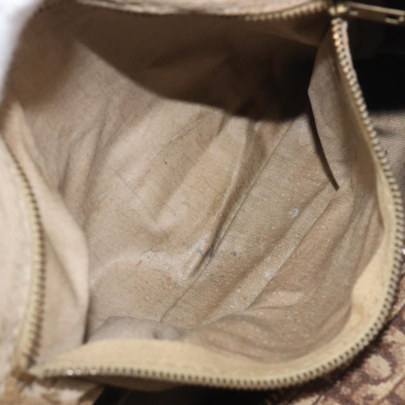 Christian Dior Trotter Canvas Boston Bag Beige Gold Auth 199799