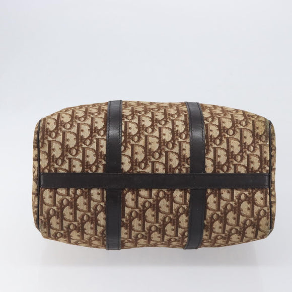 Christian Dior Trotter Canvas Boston Bag Beige Gold Auth 199799
