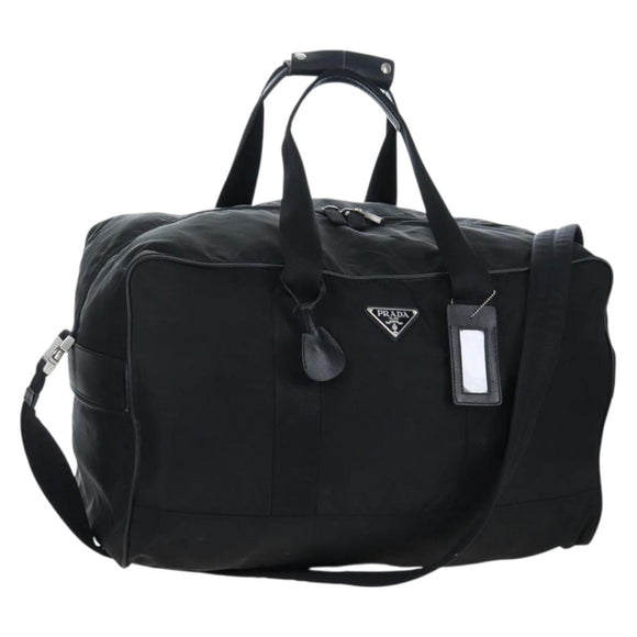 PRADA Boston Bag Nylon 2way Black Silver Auth 199801A