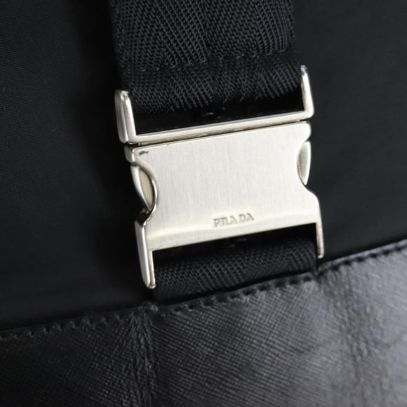 PRADA Boston Bag Nylon 2way Black Silver Auth 199801A
