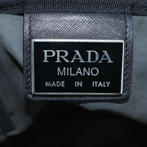 PRADA Boston Bag Nylon 2way Black Silver Auth 199801A