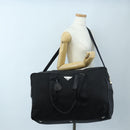 PRADA Boston Bag Nylon 2way Black Silver Auth 199801A-37