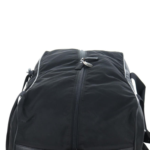 PRADA Boston Bag Nylon 2way Black Silver Auth 199801A