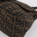 FENDI Zucca Canvas Mamma Baguette Shoulder Bag Brown Silver Auth 199802V-9