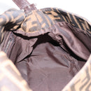 FENDI Zucca Canvas Mamma Baguette Shoulder Bag Brown Silver Auth 199802V-19