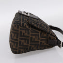 FENDI Zucca Canvas Mamma Baguette Shoulder Bag Brown Silver Auth 199802V-4