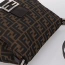 FENDI Zucca Canvas Mamma Baguette Shoulder Bag Brown Silver Auth 199802V-6