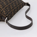 FENDI Zucca Canvas Mamma Baguette Shoulder Bag Brown Silver Auth 199802V-7