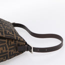 FENDI Zucca Canvas Mamma Baguette Shoulder Bag Brown Silver Auth 199802V-8