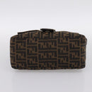 FENDI Zucca Canvas Mamma Baguette Shoulder Bag Brown Silver Auth 199802V-5