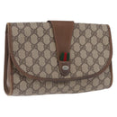 GUCCI GG Supreme Web Sherry Line Clutch Bag PVC Beige 89 01 030 Auth 199803-1