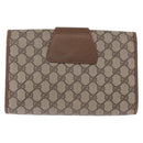 GUCCI GG Supreme Web Sherry Line Clutch Bag PVC Beige 89 01 030 Auth 199803-2