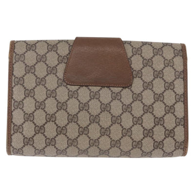 GUCCI GG Supreme Web Sherry Line Clutch Bag PVC Beige 89 01 030 Auth 199803 - 0