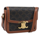 CELINE Triomphe Shoulder Bag PVC Leather Brown Gold Tone Auth 199806SM-1
