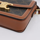CELINE Triomphe Shoulder Bag PVC Leather Brown Gold Tone Auth 199806SM-10