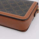 CELINE Triomphe Shoulder Bag PVC Leather Brown Gold Tone Auth 199806SM-12
