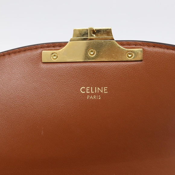 CELINE Triomphe Shoulder Bag PVC Leather Brown Gold Tone Auth 199806SM