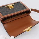 CELINE Triomphe Shoulder Bag PVC Leather Brown Gold Tone Auth 199806SM-15
