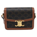 CELINE Triomphe Shoulder Bag PVC Leather Brown Gold Tone Auth 199806SM-2