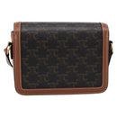 CELINE Triomphe Shoulder Bag PVC Leather Brown Gold Tone Auth 199806SM-3