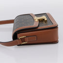 CELINE Triomphe Shoulder Bag PVC Leather Brown Gold Tone Auth 199806SM-4