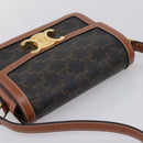 CELINE Triomphe Shoulder Bag PVC Leather Brown Gold Tone Auth 199806SM-6