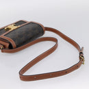 CELINE Triomphe Shoulder Bag PVC Leather Brown Gold Tone Auth 199806SM-7