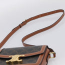 CELINE Triomphe Shoulder Bag PVC Leather Brown Gold Tone Auth 199806SM-8