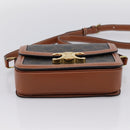 CELINE Triomphe Shoulder Bag PVC Leather Brown Gold Tone Auth 199806SM-9