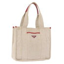 PRADA Tote Bag Canvas Beige Red Auth 199809-1
