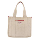 PRADA Tote Bag Canvas Beige Red Auth 199809-13
