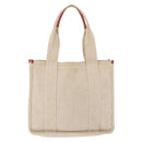 PRADA Tote Bag Canvas Beige Red Auth 199809-2