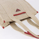 PRADA Tote Bag Canvas Beige Red Auth 199809-6
