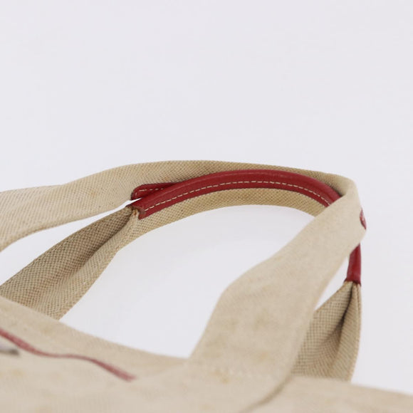 PRADA Tote Bag Canvas Beige Red Auth 199809