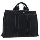 HERMES Fourre Tout MM Hand Bag Cotton Black Silver Auth 199811-1