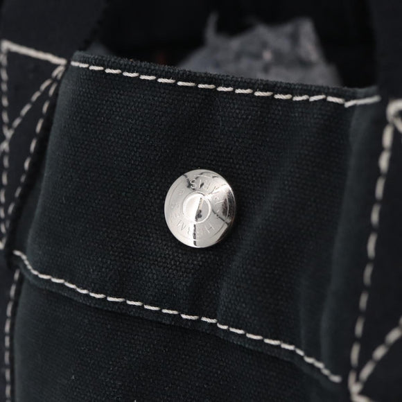 HERMES Fourre Tout MM Hand Bag Cotton Black Silver Auth 199811