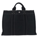 HERMES Fourre Tout MM Hand Bag Cotton Black Silver Auth 199811-2