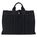 HERMES Fourre Tout MM Hand Bag Cotton Black Silver Auth 199811-3