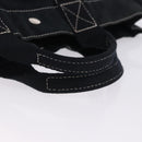 HERMES Fourre Tout MM Hand Bag Cotton Black Silver Auth 199811-7