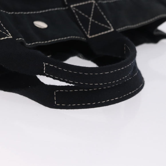 HERMES Fourre Tout MM Hand Bag Cotton Black Silver Auth 199811