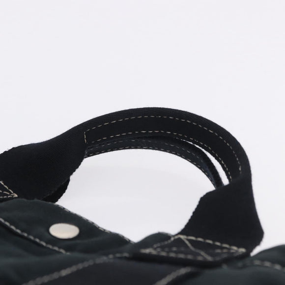 HERMES Fourre Tout MM Hand Bag Cotton Black Silver Auth 199811