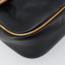CELINE Shoulder Bag Leather Black Gold Auth 199823-11
