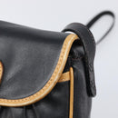 CELINE Shoulder Bag Leather Black Gold Auth 199823-15