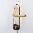CELINE Shoulder Bag Leather Black Gold Auth 199823-25