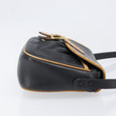 CELINE Shoulder Bag Leather Black Gold Auth 199823-4