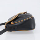 CELINE Shoulder Bag Leather Black Gold Auth 199823-5
