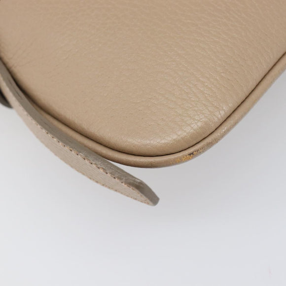 BURBERRY Nova Check Shoulder Bag Leather Beige Silver Auth 199824A