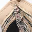 BURBERRY Nova Check Shoulder Bag Leather Beige Silver Auth 199824A-20