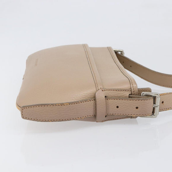 BURBERRY Nova Check Shoulder Bag Leather Beige Silver Auth 199824A
