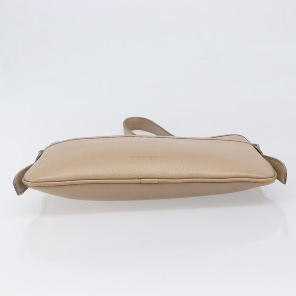 BURBERRY Nova Check Shoulder Bag Leather Beige Silver Auth 199824A